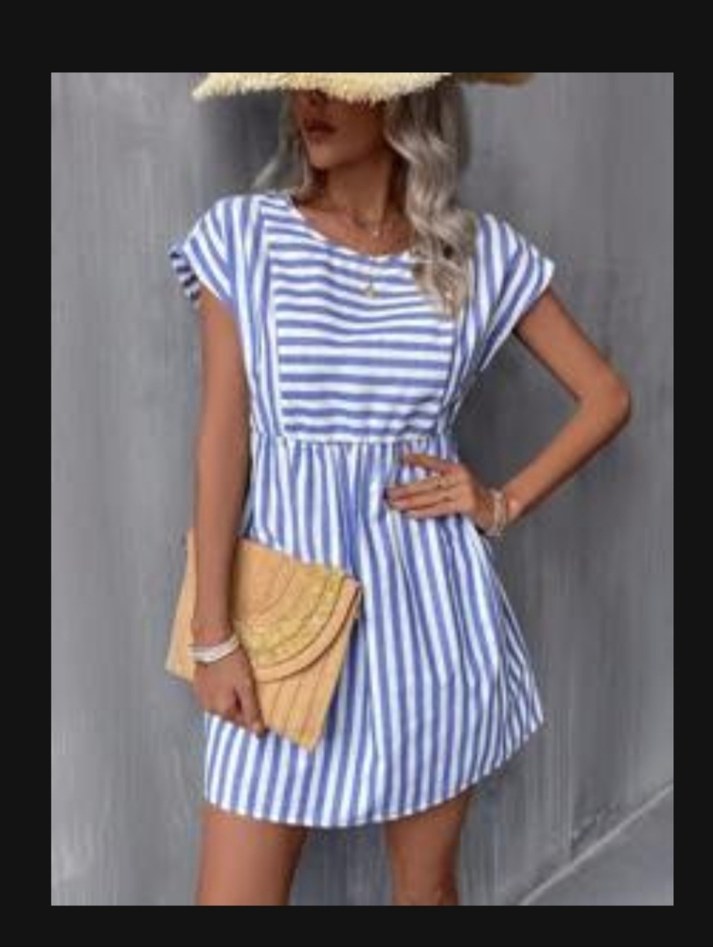 Blue and White Striped Dress